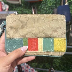 Multi color small coach wristlet